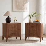 Wood Shah 2-Drawer Nightstand with Solid Wood Legs - Image 4