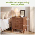 Wood Shah 2-Drawer Nightstand with Solid Wood Legs - Image 7