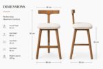 Wood Shah Teak Wood T-Back Bar Stool with Cushioned Seat - Image 3