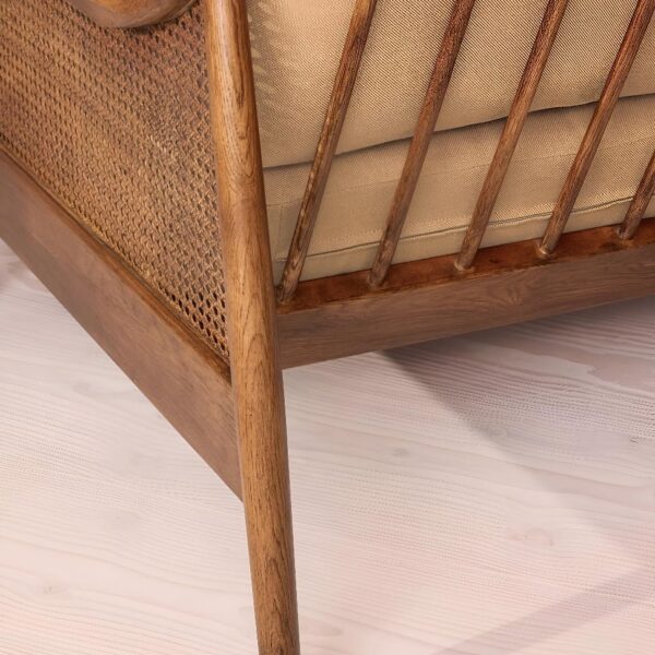 Wood Shah Solid Teak Wood Cane 3-Seater Sofa with Chaise