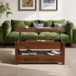 Wood Shah Lift-Top Coffee Table with Storage – Convertible Dining Table - Image 6
