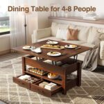 Wood Shah Lift-Top Coffee Table with Storage – Convertible Dining Table - Image 3