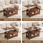 Wood Shah Lift-Top Coffee Table with Storage – Convertible Dining Table - Image 4