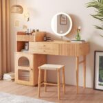 Wood Shah Vanity Set Makeup Table with 3 Drawers – Wooden Dressing Table - Image 13