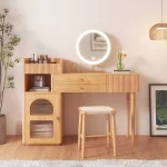 Wood Shah Vanity Set Makeup Table with 3 Drawers – Wooden Dressing Table