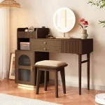 Wood Shah Vanity Set Makeup Table with 3 Drawers – Wooden Dressing Table - Image 9