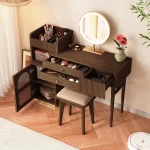 Wood Shah Vanity Set Makeup Table with 3 Drawers – Wooden Dressing Table - Image 8