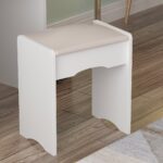 Wood Shah Modern Vanity Set With Lighted Mirror Make up Table for Girls,White - Image 2