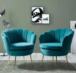 Wood Shah Hendrix 30" Wide Velvet Barrel Chair – Set of 2