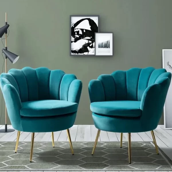 Wood Shah Hendrix 30" Wide Velvet Barrel Chair – Set of 2