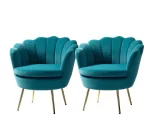 Wood Shah Hendrix 30" Wide Velvet Barrel Chair – Set of 2 - Image 2