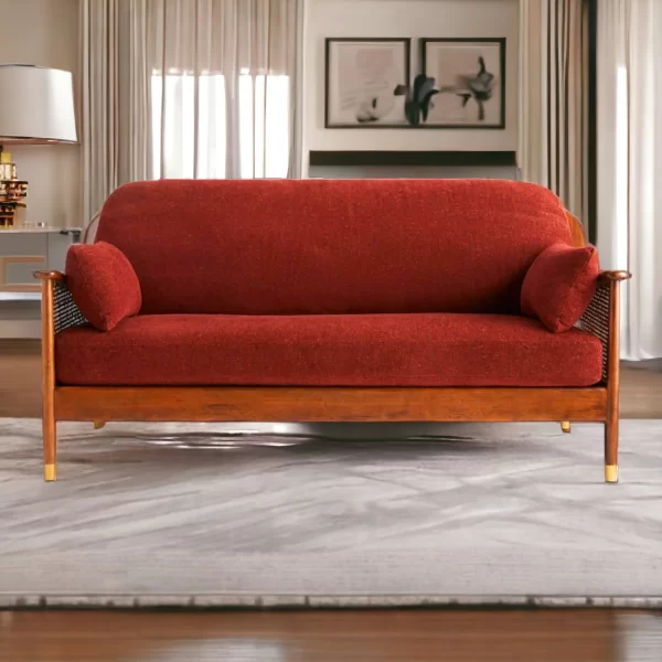 Wood Shah Marika 3-Seater Teak Wood & Rattan Sofa