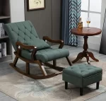 Wood Shah Teak Wood Recliner Rocking Chair with Footrest