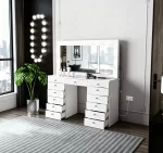 Wood Shah Looks Vanity Dressing Table with Mirror & Lights – 13 Storage Drawers - Image 3