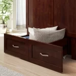 Wood Shah Queen Size Murphy Bed Chest with 6" Mattress, Storage & Built-in Charger - Image 4