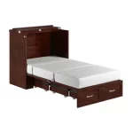 Wood Shah Queen Size Murphy Bed Chest with 6" Mattress, Storage & Built-in Charger - Image 5