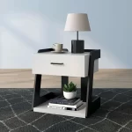 Wood Shah Zykus Modern 1-Drawer Bedside Table - Image 3