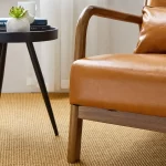 Wood Shah Pikker Mid-Century Modern PU Leather Accent Chair with Pillow - Image 4