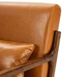 Wood Shah Pikker Mid-Century Modern PU Leather Accent Chair with Pillow - Image 9