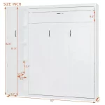 Wood Shah Murphy Bed Foldable Wall Bed with Shelves, Wardrobe & LED Lights - Image 5