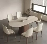 Wood Shah 6-Seater Modern Marble Dining Table Set - Image 2