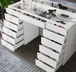 Wood Shah Looks Vanity Dressing Table with Mirror & Lights – 13 Storage Drawers - Image 6