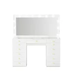 Wood Shah Looks Vanity Dressing Table with Mirror & Lights – 13 Storage Drawers - Image 5