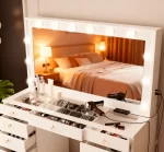 Wood Shah Looks Vanity Dressing Table with Mirror & Lights – 13 Storage Drawers - Image 4