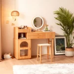 Wood Shah Denesha Wooden Vanity Dressing Table with Mirror & Stool