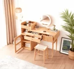 Wood Shah Denesha Wooden Vanity Dressing Table with Mirror & Stool - Image 3
