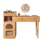 Wood Shah Denesha Wooden Vanity Dressing Table with Mirror & Stool - Image 6
