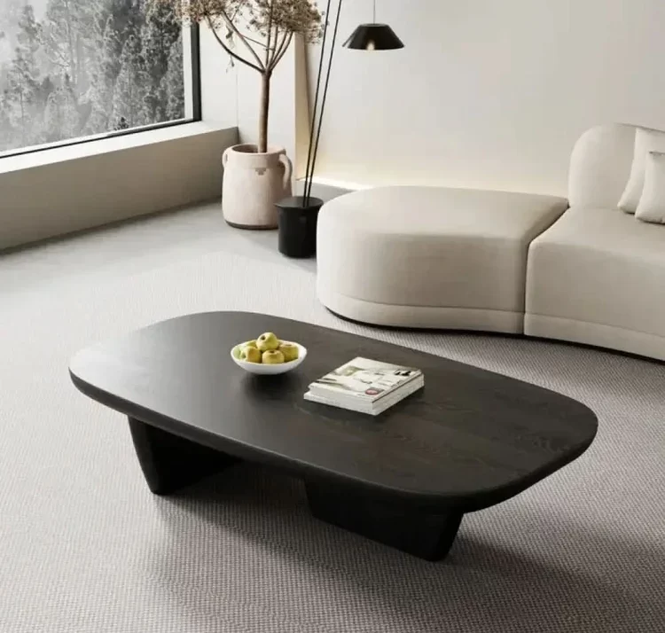 rakiburn-51-modern-minimalist-double-leg-solid-wood-rectangular-coffee-and-center-table-black-102 Wood Shah 51" Modern Minimalist Solid Wood Coffee Table - Image 1