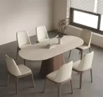 Wood Shah 6-Seater Modern Marble Dining Table Set