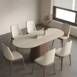 Wood Shah 6-Seater Modern Marble Dining Table Set